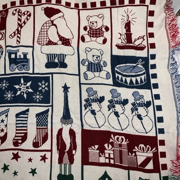 VTG VINTAGE COMING HOME CHRISTMAS SANTA CLAUS AFGHAN THROW TAPESTRY 48x60 - Picture 4 of 8